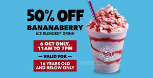 Featured image for 50% off Coffee Bean’s Bananaberry Ice Blended® at S’pore stores on 6 Oct 2023