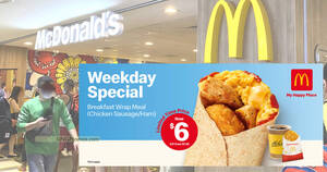 Featured image for McDonald’s offering Breakfast Wrap Meals at S$6 on weekdays at S’pore stores from 12 Oct 2023