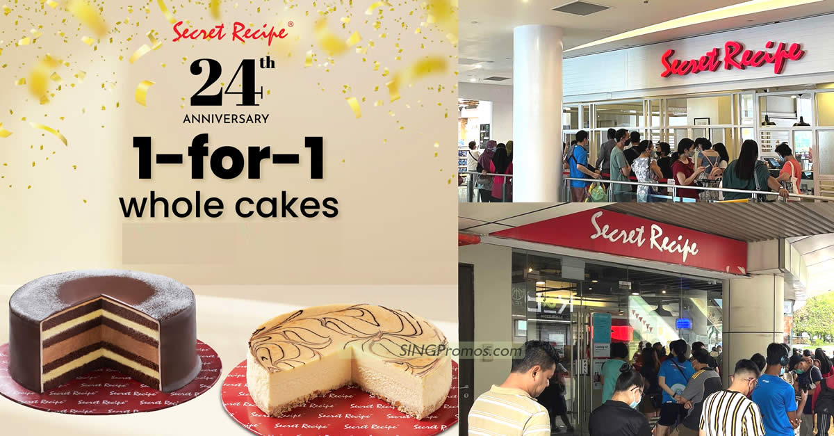 Featured image for Secret Recipe offering 1-for-1 whole cakes at Vivocity outlet from 12 - 13 Oct 2023