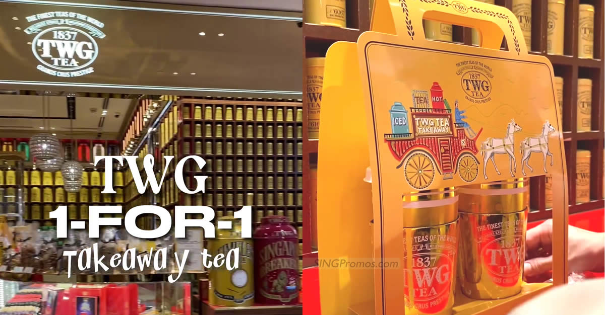 Featured image for TWG Tea S'pore has 1-for-1 takeaway tea promotion at The Shoppes MBS till 9 Feb 2024