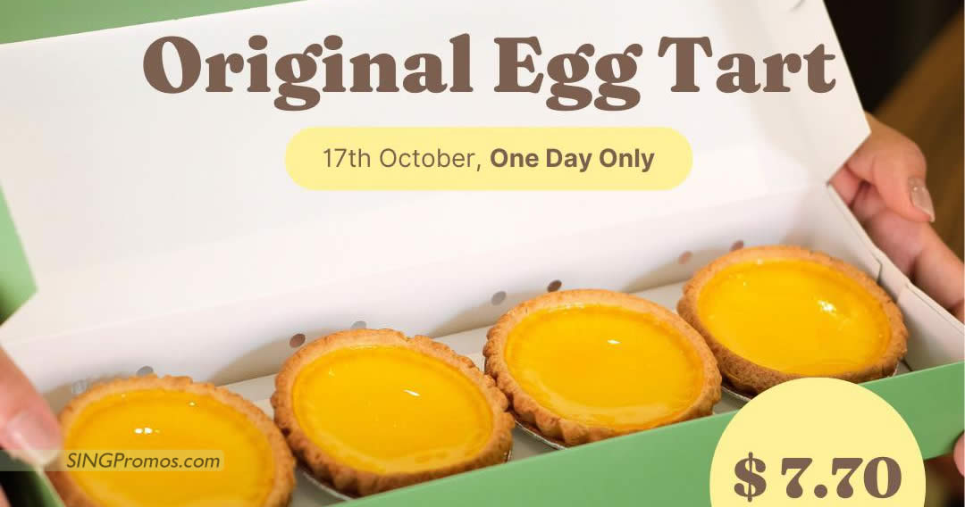 Featured image for Tai Cheong Bakery S'pore selling boxes of 4 Original Egg Tarts at S$7.70 per box on 17 Oct 2023