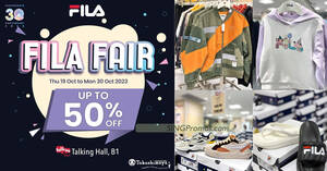 Featured image for Takashimaya FILA fair offers up to 50% off apparels, footwear and more till 30 Oct 2023