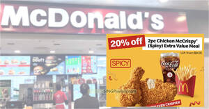 Featured image for 20% off McDonald’s 2pc Chicken McCrispy® (Spicy) Meal at S’pore outlets on Friday, 3 Nov 2023