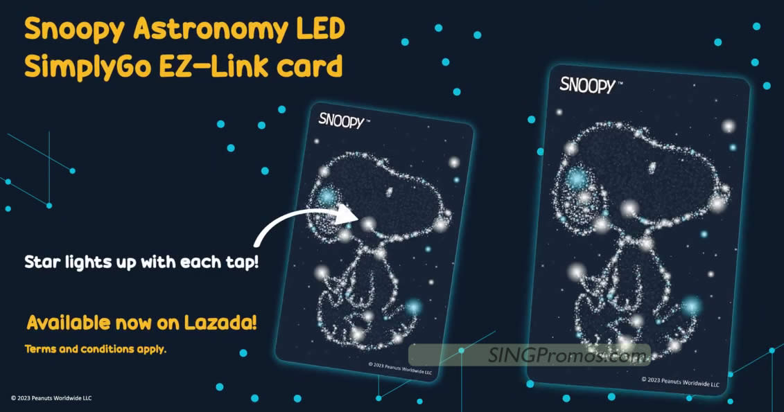 Featured image for EZ-Link launches new Snoopy Astronomy LED SimplyGo EZ-Link card from 22 Nov, star lights up with each tap