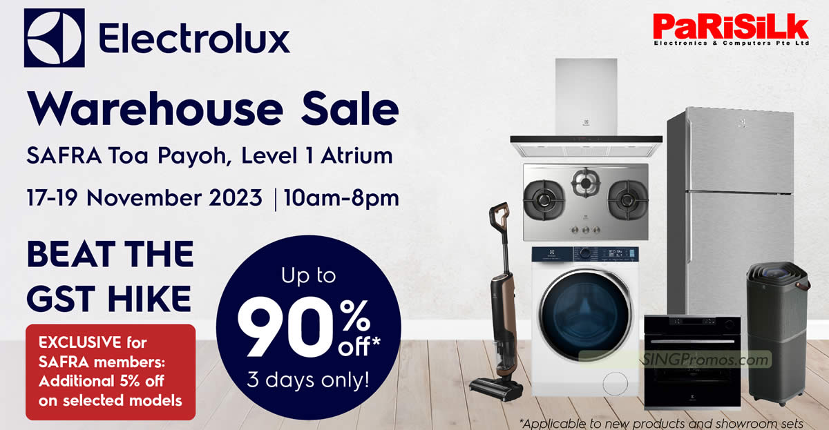 Featured image for Electrolux Warehouse Sale at SAFRA Toa Payoh from 17 - 19 Nov 2023