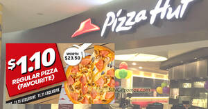 Featured image for Pizza Hut offering $1.10 regular Favourite range pizzas for takeaway and delivery till 18 Nov 2023