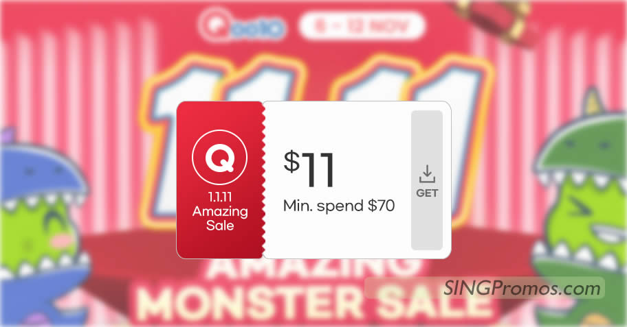 Featured image for Qoo10 S'pore offering $11 1.1.11 Amazing Sale cart coupons till 13 Nov 2023