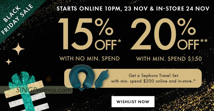 Featured image for Sephora S'pore offering up to 20% off online Black Friday sale from 23 - 26 Nov 2023
