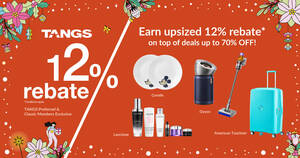 Featured image for TANGS 12% Rebate Days: Earn upsized 12% rebate on top of deals up to 70% OFF from 24 to 26 Nov