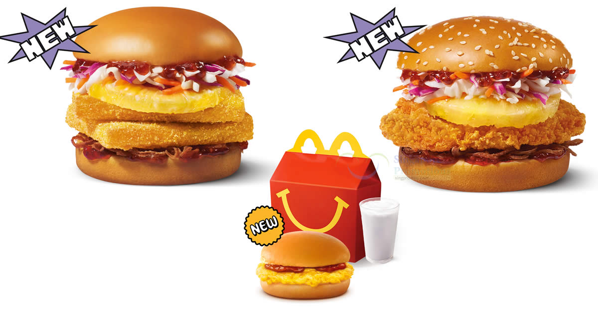 Featured image for McDonald's S'pore Scrambled Egg Burger Junior, Sweet 'N Sour Burgers and more from 28 Dec 2023