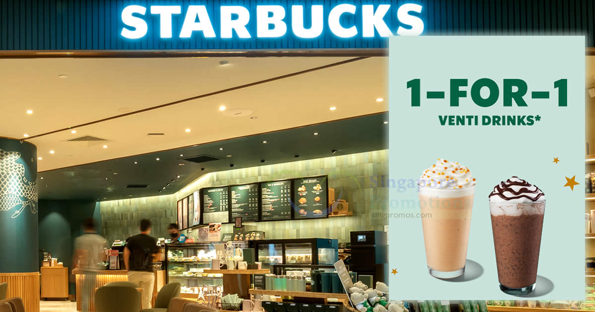 Featured image for Starbucks offering 1-for-1 selected beverages from Dec 28 - 29 at S'pore stores