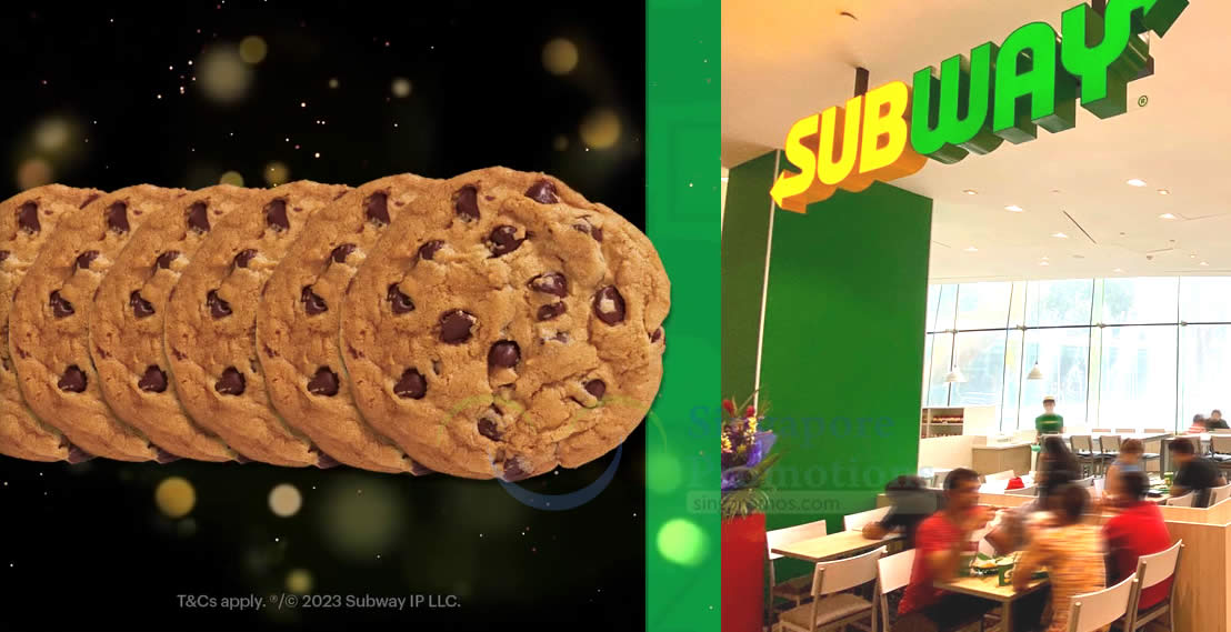 Featured image for Subway offering 6 cookies for S$6 at S'pore outlets on 25 Dec 2023