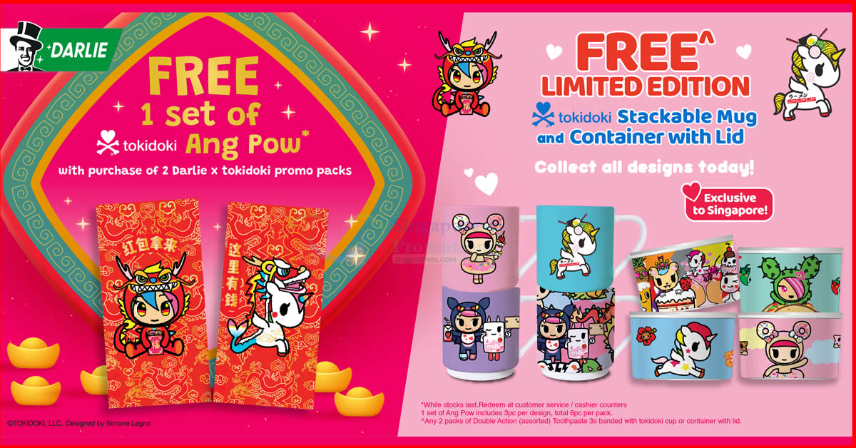 Featured image for Darlie S'pore exclusive tokidoki stackable mug collection and angpow collection till 29 Feb 2024