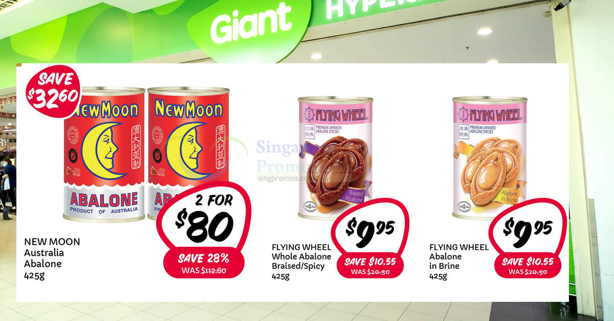 Featured image for Giant 4-Days Abalone Specials till 7 Jan - New Moon, Flying Wheel, Fortune and other CNY offers