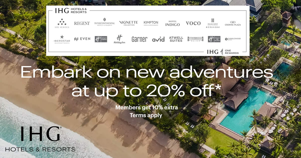Featured image for IHG offering up to 20% off hotels in SEA, Maldives, South Korea, Japan and more till 24 Jan, for stays up to 30 May