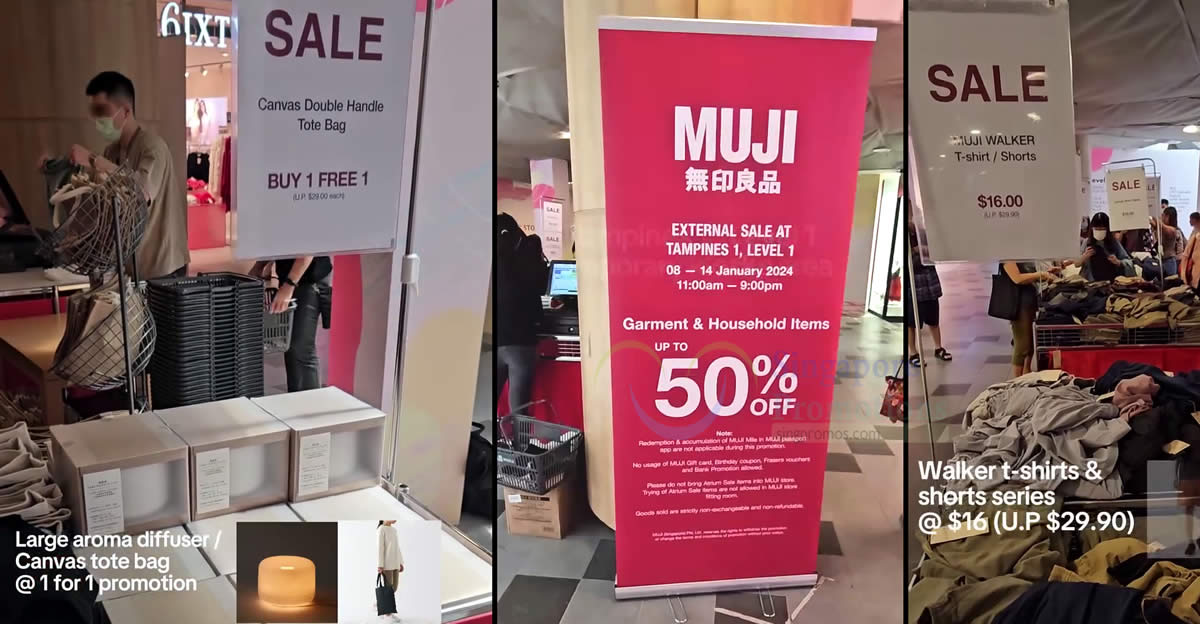 Featured image for MUJI up to 50% off garment and household items sale at Tampines 1 till 14 Jan 2024