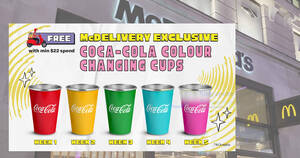 Featured image for McDonald’s S’pore giving Coca-Cola Colour Changing cups via McDelivery till 7 Feb 2024