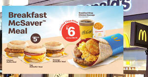 Featured image for McDonald’s S’pore offering $6 Breakfast Wrap Chicken Sausage McSaver™ Meal from 4 Jan 2024