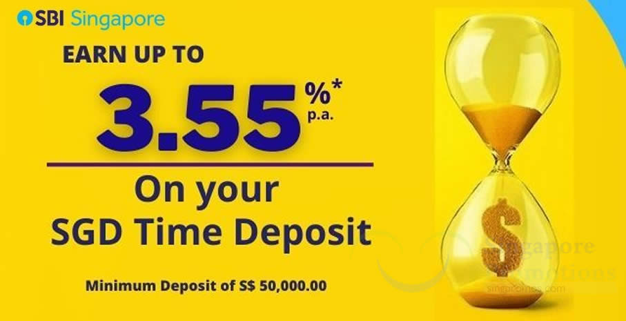 Featured image for State Bank of India S'pore offering up to 3.55% p.a. with latest SGD Time Deposit promo from 26 Jan 2024