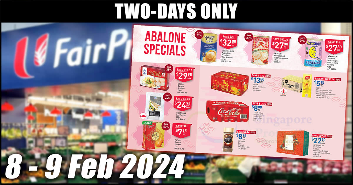 Featured image for Fairprice 2-Days special till 9 Feb has Golden Chef, Skylight, New Moon, Coca-Cola, Yeo's, Nescafe and more