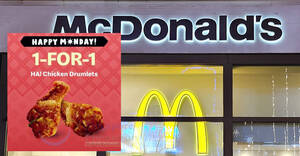 Featured image for (EXPIRED) McDonald’s has 1-for-1 Ha! Chicken Drumlets (2pc) deal at S’pore outlets on 5 Feb 2024