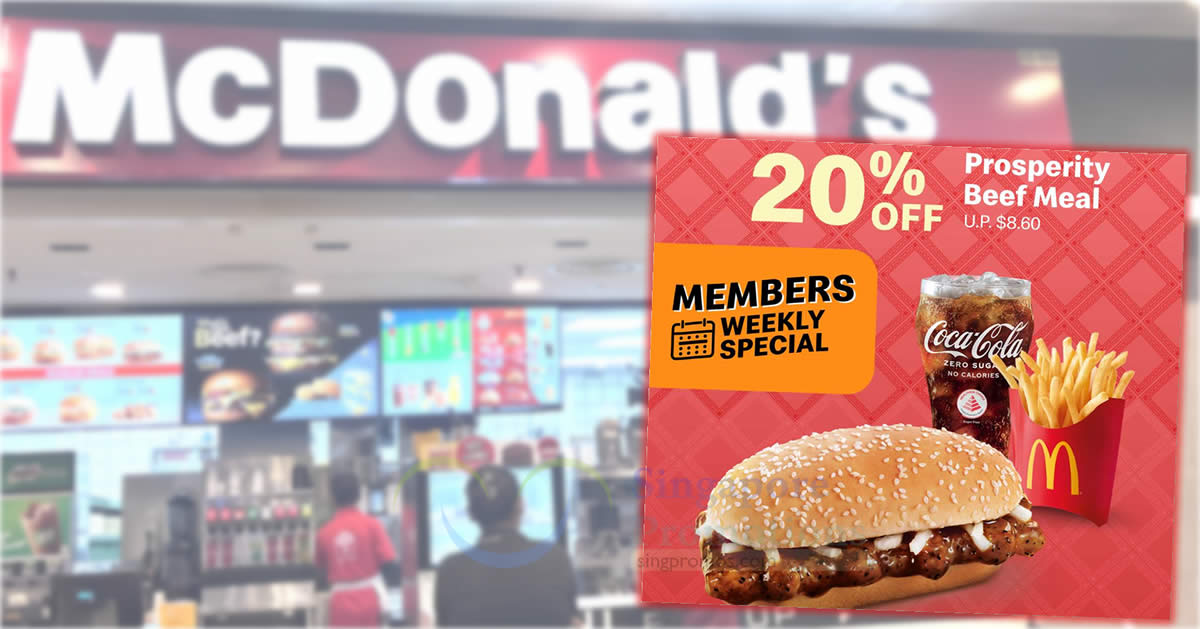 Featured image for McDonald's S'pore offering 20% Off Prosperity Beef Meal deal till 8 Feb 2024