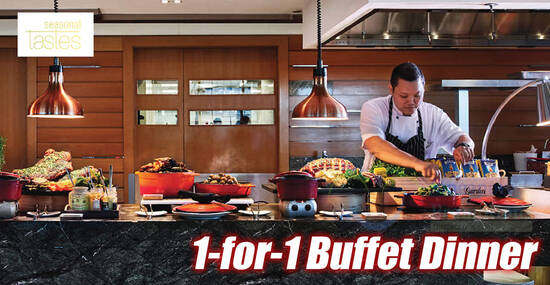 Seasonal Tastes 1-for-1 Seafood Dinner Buffet with DBS / POSB / OCBC / UOB / Citi / Maybank cards from 25 Feb – 31 Mar