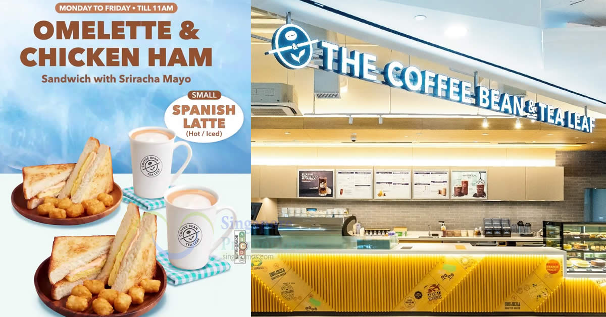 Featured image for Coffee Bean S'pore new Weekdays Breakfast Set costs S$5 per set when you buy 2 sets from 11 Mar 2024