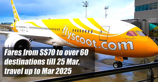Scoot S’pore latest sale offers fares from S$70 to over 60 destinations till 25 Mar, travel up to Mar 2025