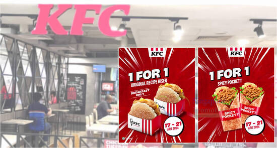 KFC Singapore Offers Irresistible 1-for-1 Deal on Original Recipe Riser & Spicy Pockett till April 21, 2024