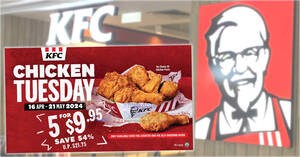 Featured image for KFC Singapore 5 Pieces for $9.95 on Chicken Tuesday Deal Returns till 4 June 2024