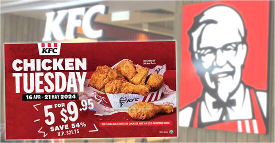 KFC Singapore’s Chicken Tuesday Returns: Savour 5 Pieces for Just $9.95 on Tuesdays till 21 May 2024