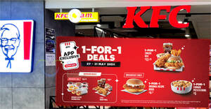 Featured image for KFC Singapore Has Irresistible 1-for-1 Deals till 31 May 2024