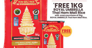 Featured image for Royal Umbrella Free 1kg of Thai Hom Mali Rice with every purchase of 5kg Royal Umbrella Thai Hom Mali Rice on 1 May