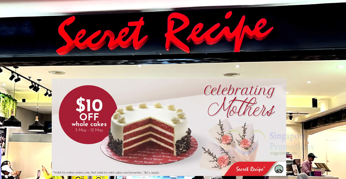 Featured image for Secret Recipe S'pore $10 Off Whole Cakes for Mother's Day at Online Store till 12 May 2024