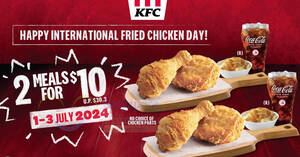 Featured image for KFC S’pore “2 Meals for $10” Deal to Celebrate International Fried Chicken Day from 1 – 3 July 2024