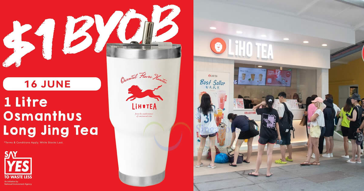 Featured image for LiHO Selling 1 Litre Osmanthus Long Jing Tea at $1 When You Bring Your Own Reusable Bottle on 16 June 2024