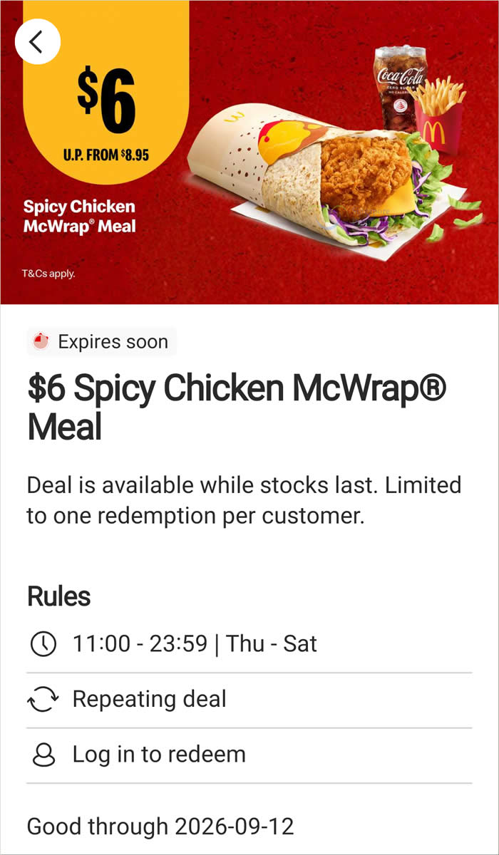 McDonalds 10 Sep 2026