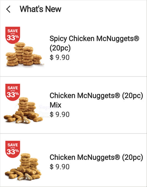 McDonalds 20pc McNuggets Menu 29 Oct 2026